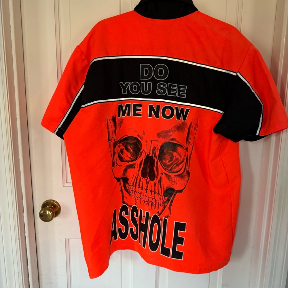 Biker wear men’s large Orange Graphic Short Sleeve Shirt